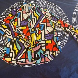 Multicolored Button-up Shirt with Geometric shapes - XL